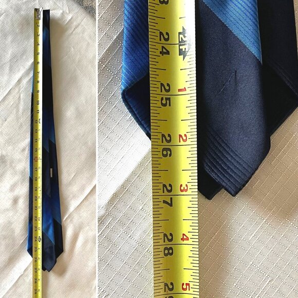 Vintage 1950s-1960s Fashion Craft Terylene Polyester Blue Striped Tie - Picture 4 of 5